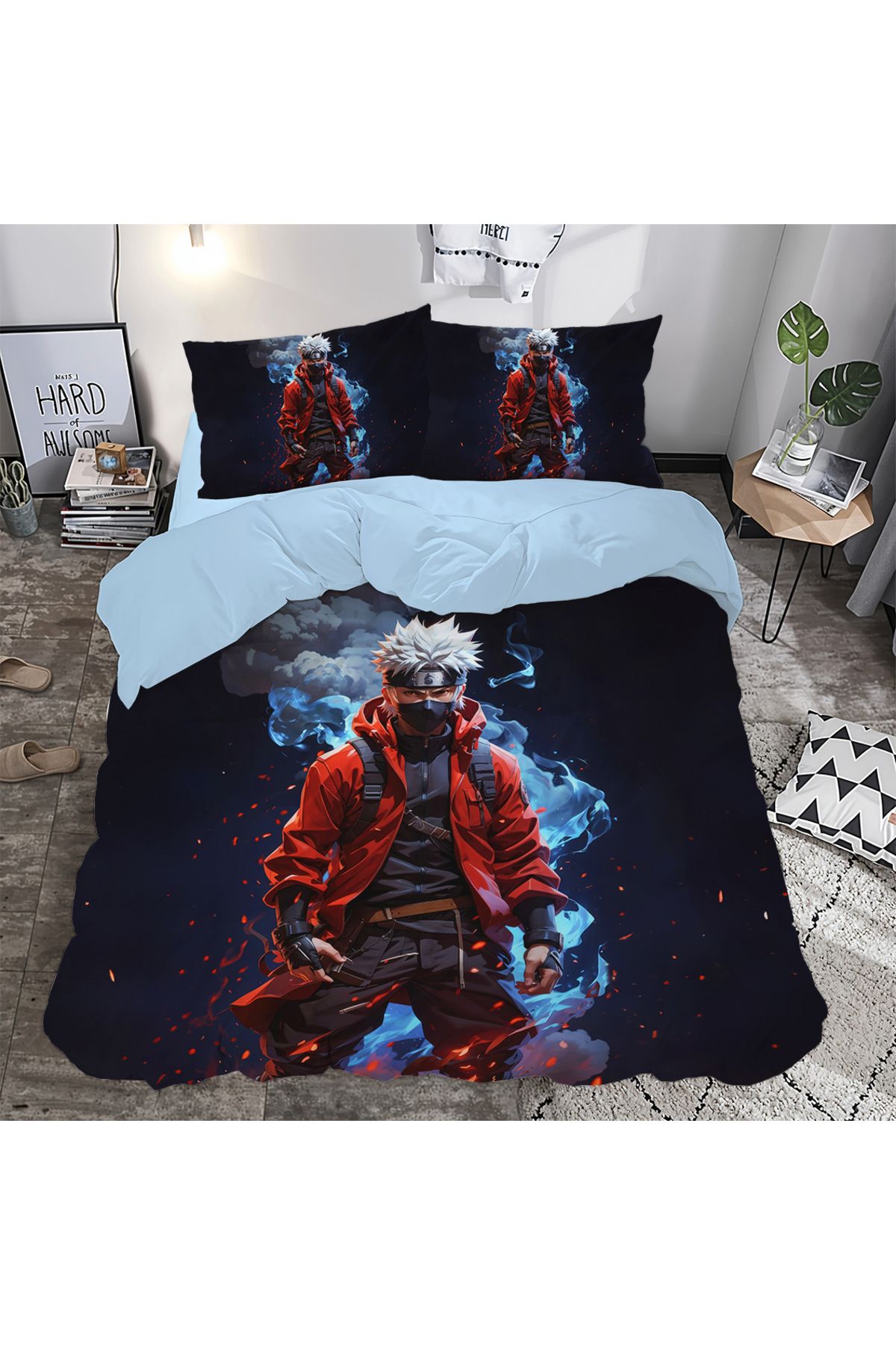 hediyechy GİFT DUVET COVER narutovs temalı 3d Baskılı Çift Kişilik Nevresim Takımı