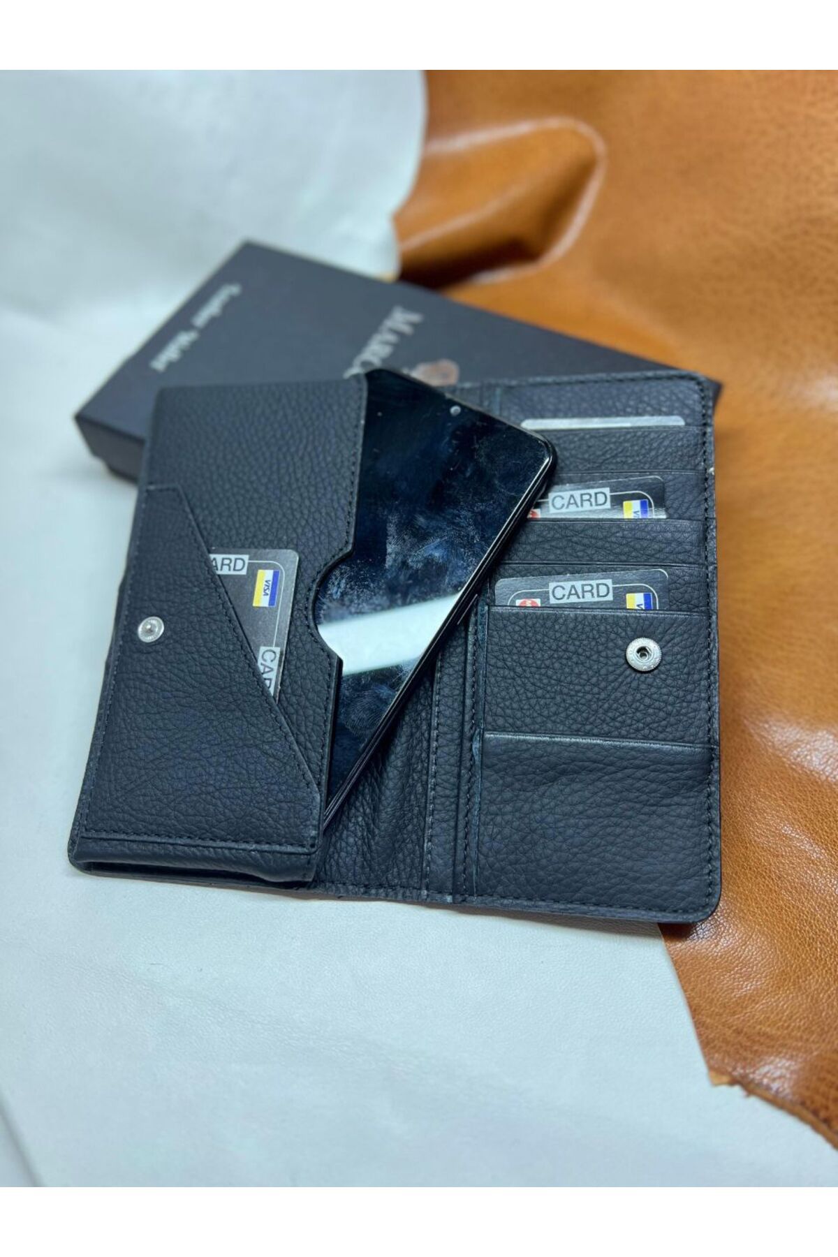 Tarz Telefon Bölmeli Cüzdan Mıknatıslı Büyük Paraportföy