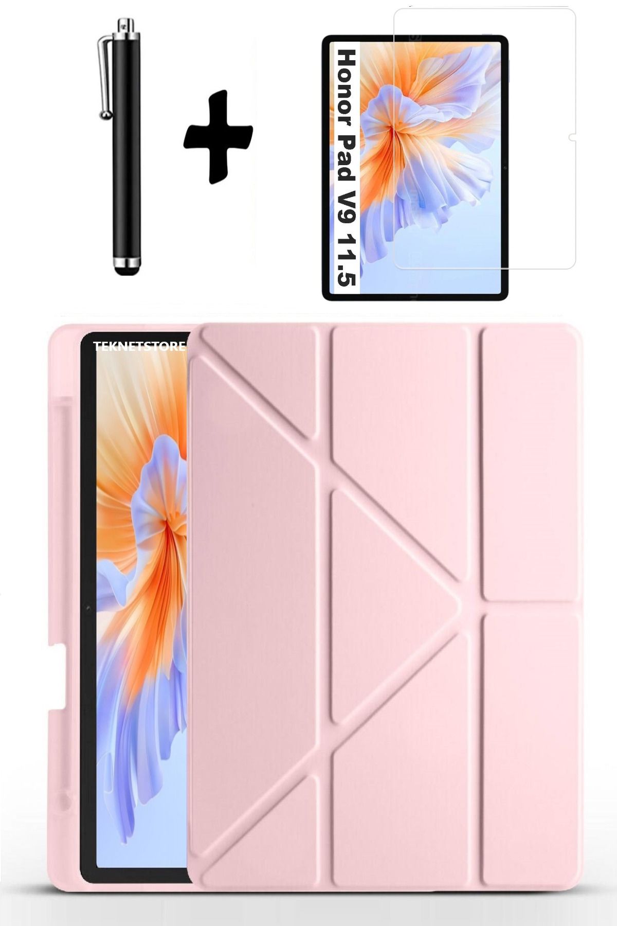 TEKNETSTORE Honor Pad V9 11.5 Inç Uyumlu Kılıf Kalem Bölmeli Standlı Kılıf + Ekran Koruyucu + Kalem 3'lü Set