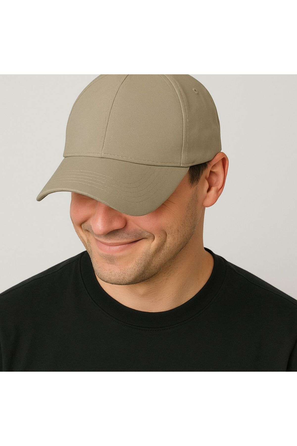 SFCOLLECTION Spor Bej Şapka Unisex Arkası Cırtlı Ayarlanabilir Pamuklu Cap Şapka
