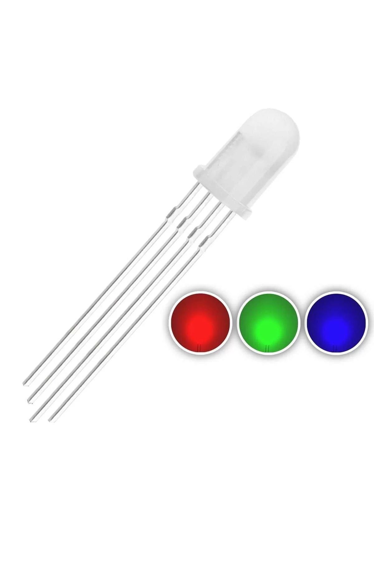 TIEE 5mm RGB LED Ortak Katot 4 Bacak - Şeffaf