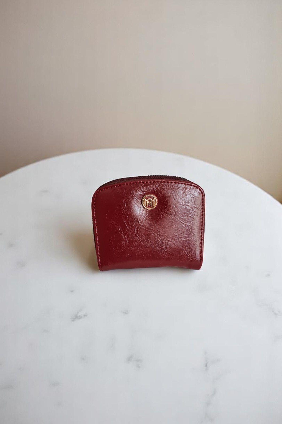 Classbag Kadın Bordo Kare Fermuarlı İki Taraflı Kartlıklı Cüzdan