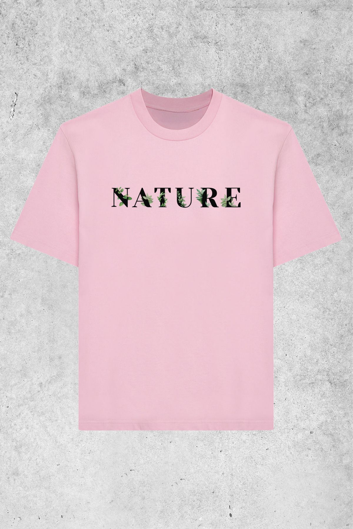 MOLICO Basic unisex sıfır yaka kısa kollu NATURE baskılı tshirt