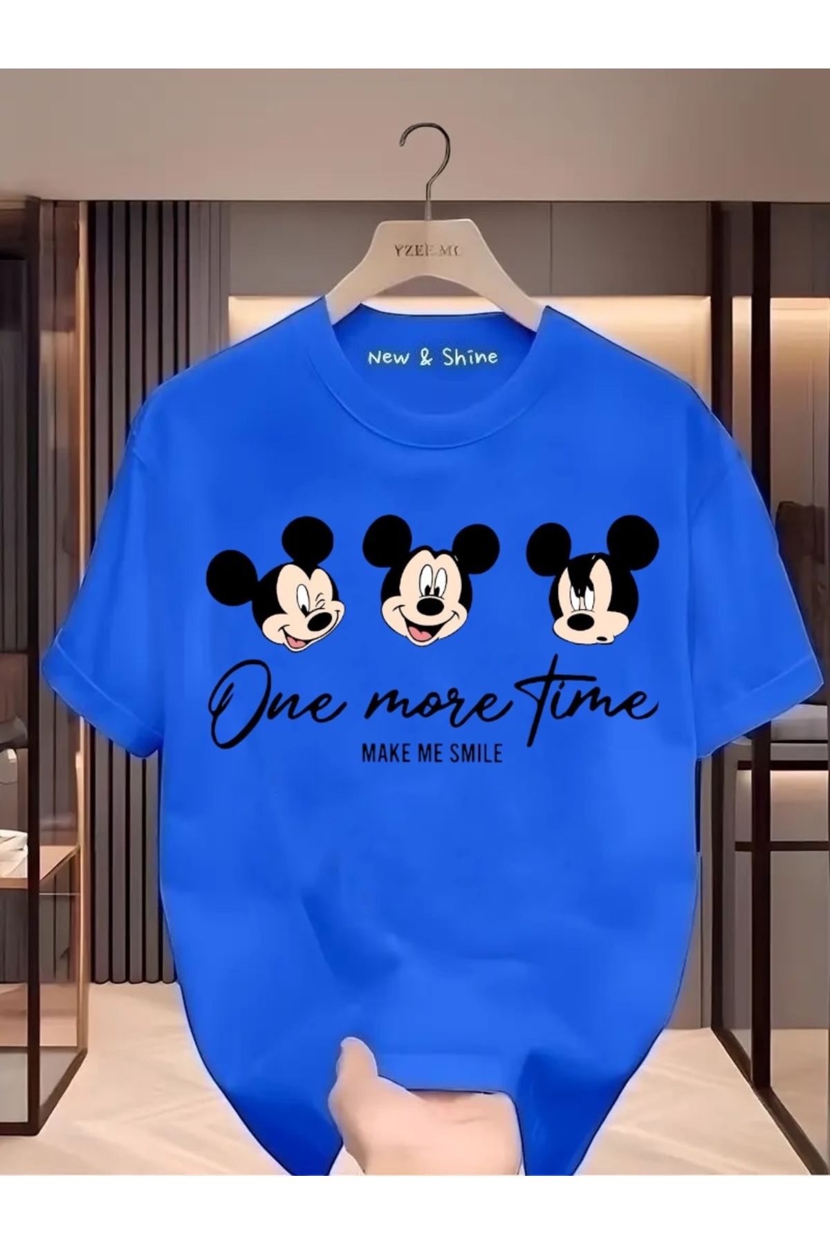 New Shine Mickey Mouse Baskılı Oversize T-Shirt