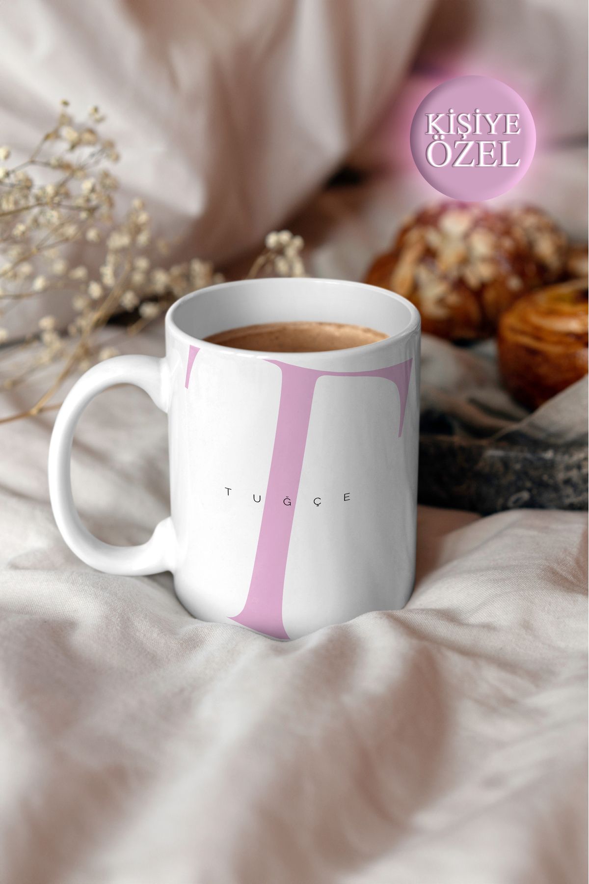 House Gorgeous Kişiye Özel T Harfi ve İsim Yazılı Tasarım Kupa Bardak 300 ml
