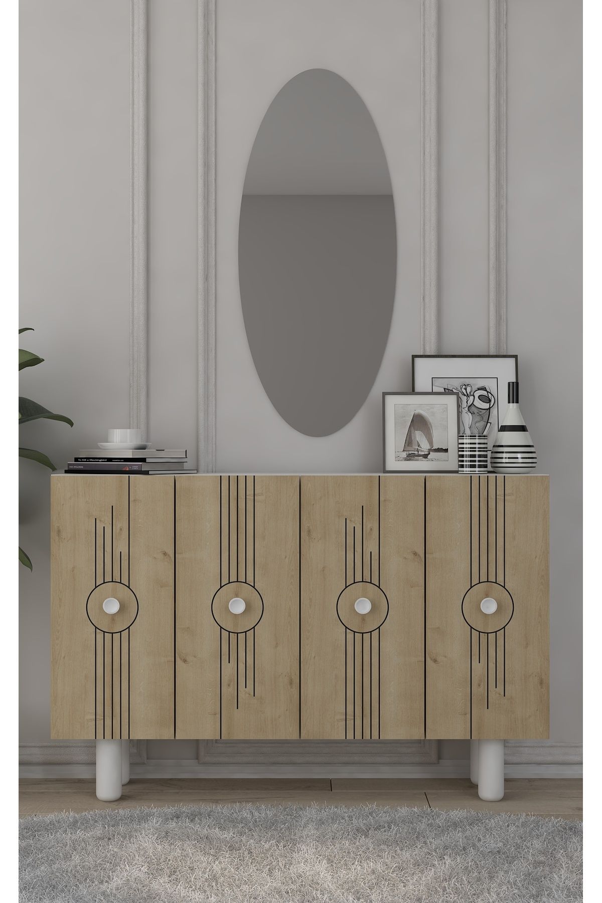 DEMONTE DECOR FRAUDDD (KM120) BOHEM KONSOL , ÇOK AMAÇLI DOLAP - BEYAZ,SAFİR MEŞE