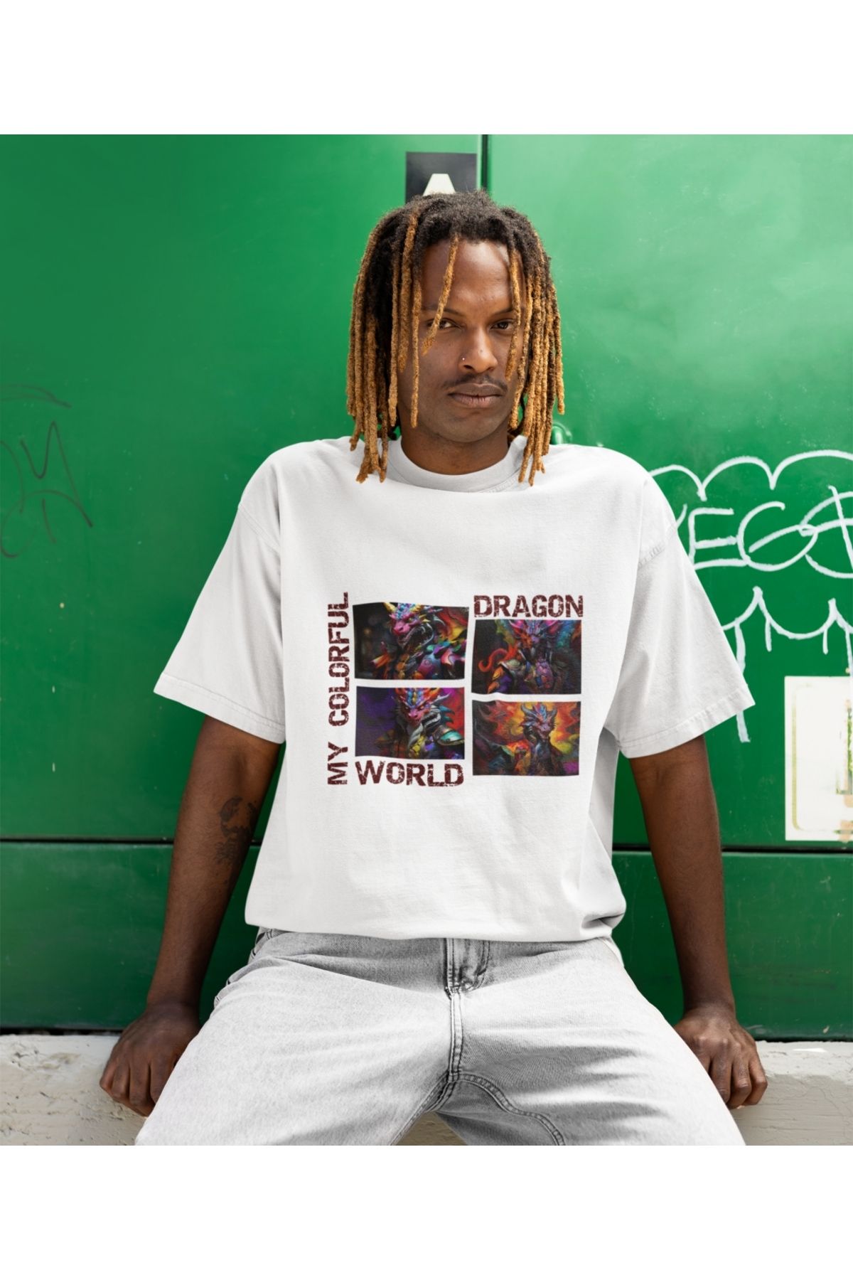 Terziligiyin Colorful Dragon World – Baskılı Erkek Tişört