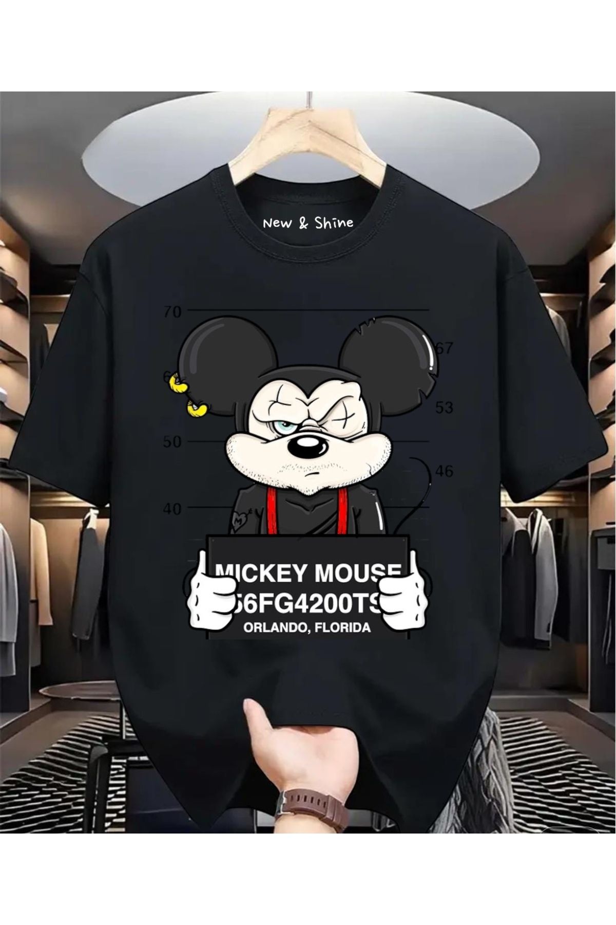 New Shine Mickey Mouse Baskılı Oversize T-Shirt