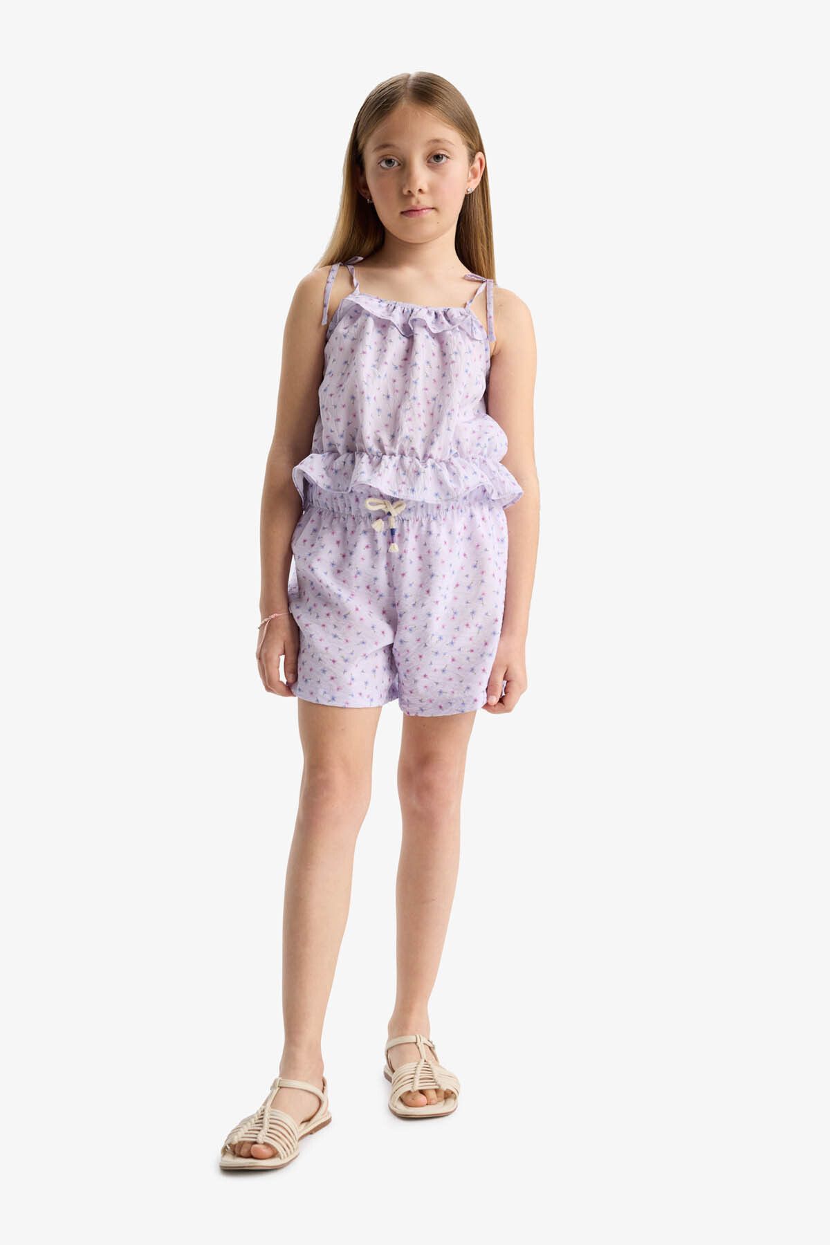 DeFacto-Girl's Patterned Shorts with Elastic Waist D7615A825Hs 4