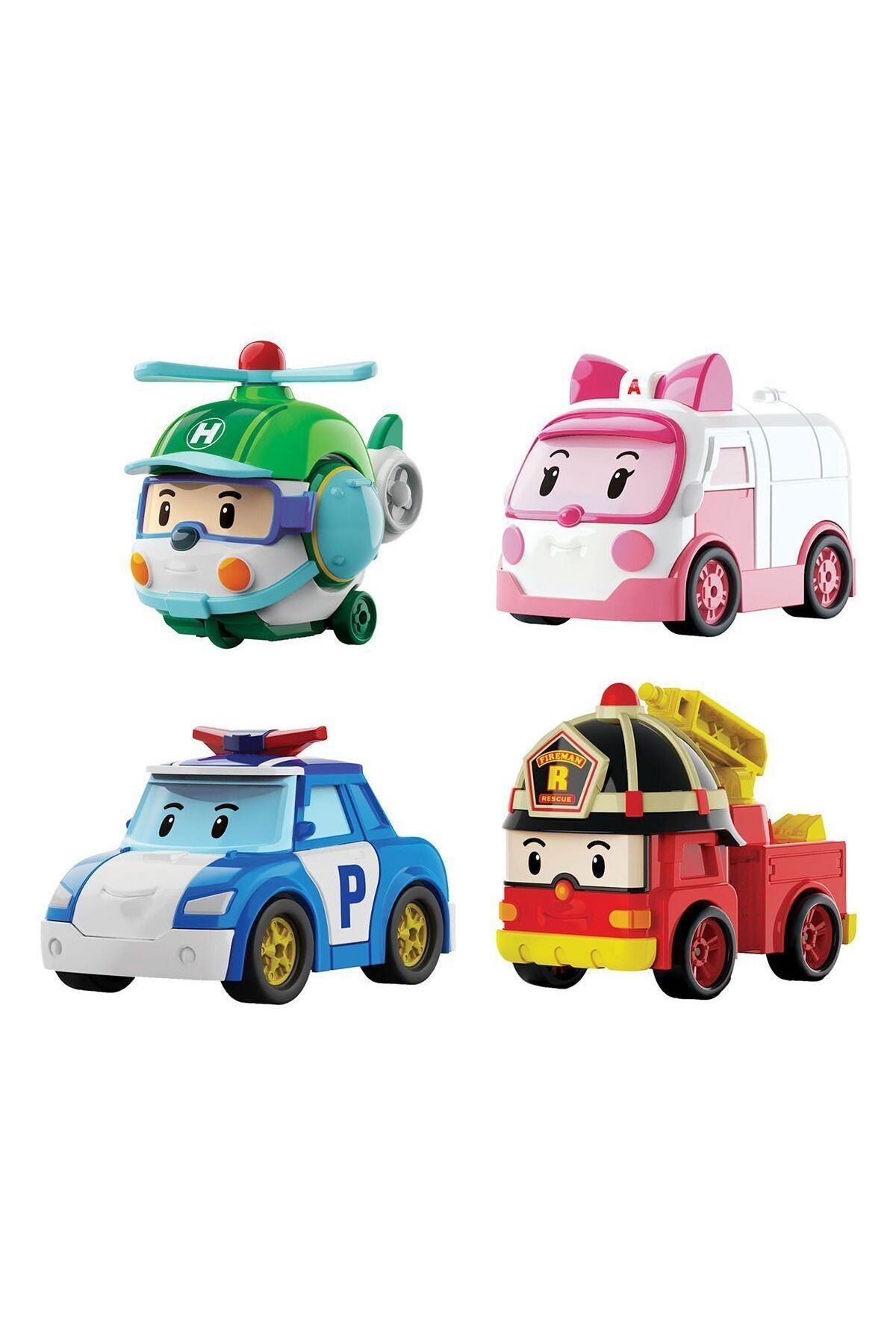 melfxxl eticaret POLI MRT-760 Robocar Poli Mini Kasabanın Kurtarma Araçları 4lü Set