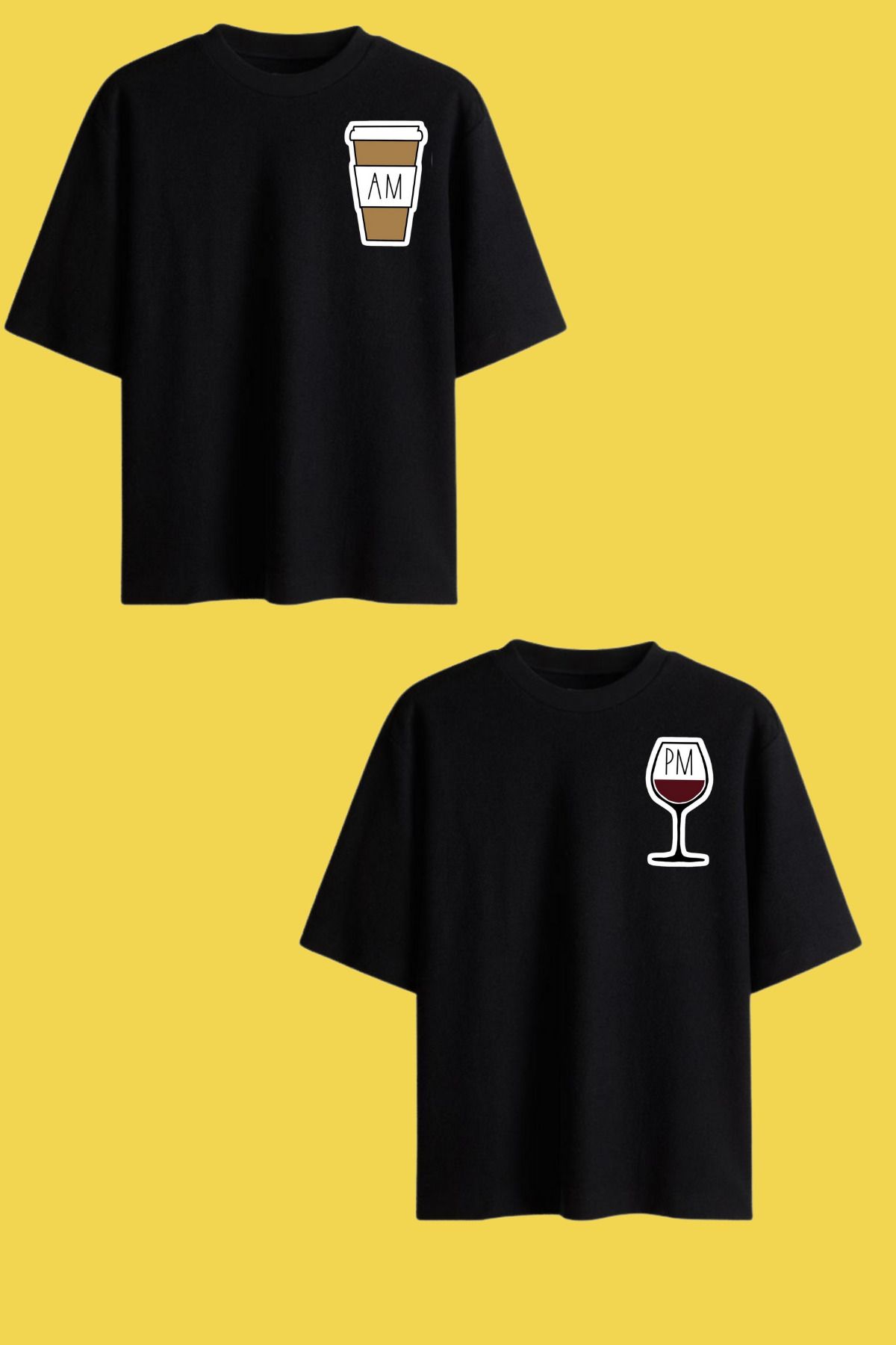 Dupe Design A.M&P.M Baskılı Oversize Çift T-shirt