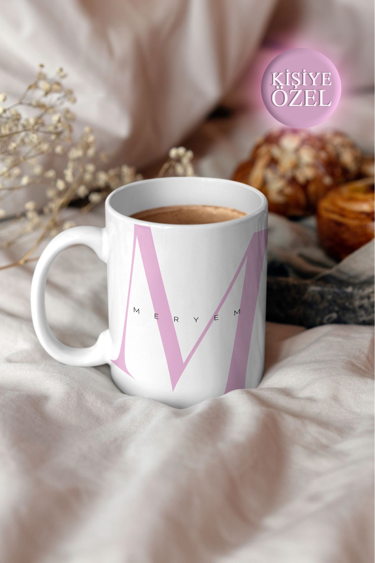House Gorgeous Kişiye Özel M Harfi ve İsim Yazılı Tasarım Kupa Bardak 300 ml