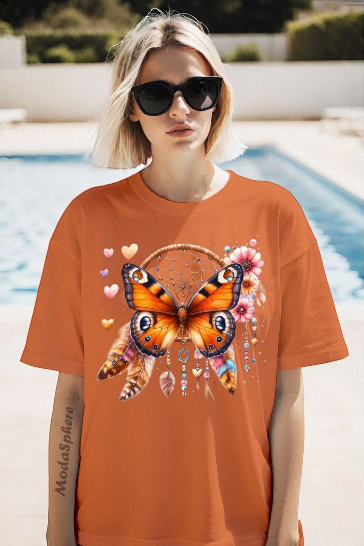 ModaSphere Düş Kapanı Baskılı Unisex Oversize Tişört Battal Boy