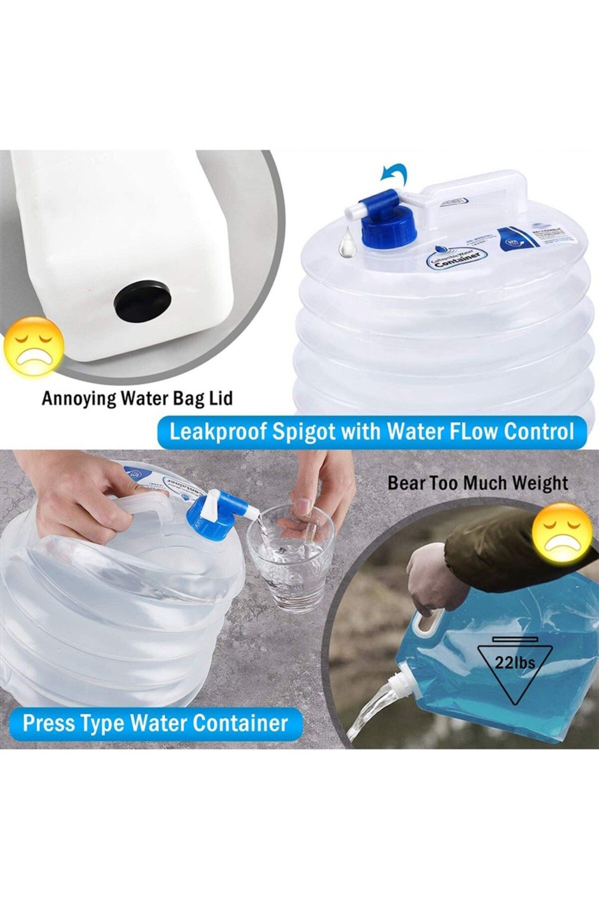 Biomak Musluk Kapaklı Akordiyon Portatif 10 Litre Bidon Container Kova