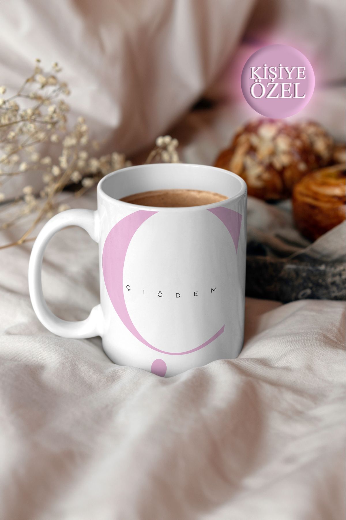 House Gorgeous Kişiye Özel Ç Harfi ve İsim Yazılı Tasarım Kupa Bardak 300 ml