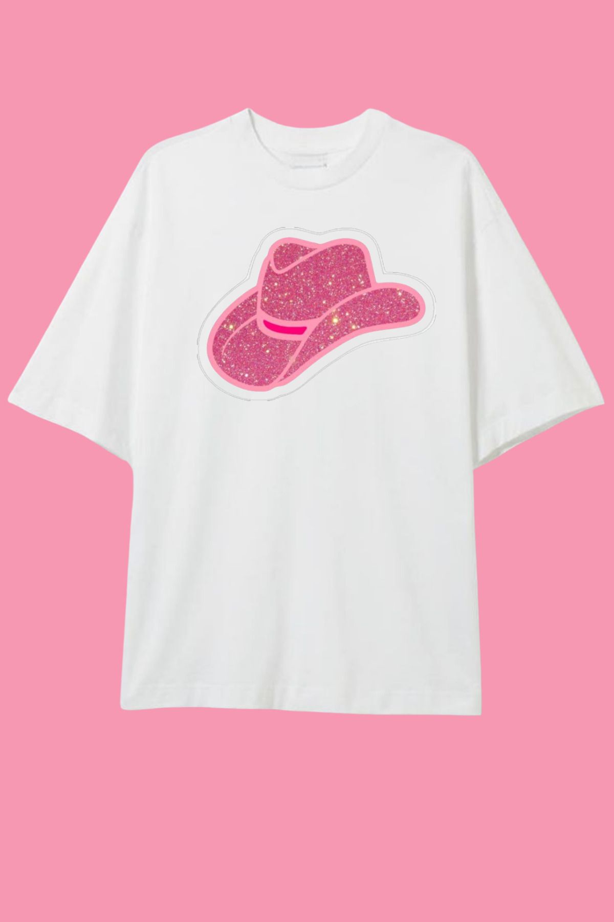 Dupe Design Kovboy Şapkası Baskılı Oversize T-shirt