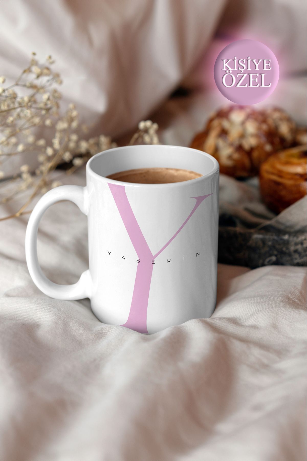 House Gorgeous Kişiye Özel Y Harfi ve İsim Yazılı Tasarım Kupa Bardak 300 ml