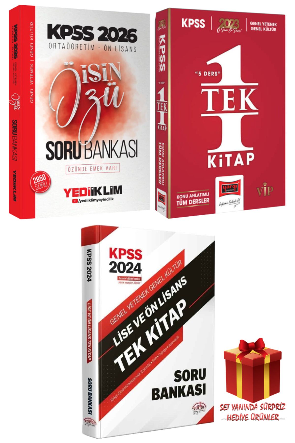 Yediiklim Yayınları 2026 KPSS Ortaöğretim-Ön Lisans İşin Özü Soru Bankası+Tek Kitap Konu Anlatımı+Soru Bankası+Hediye