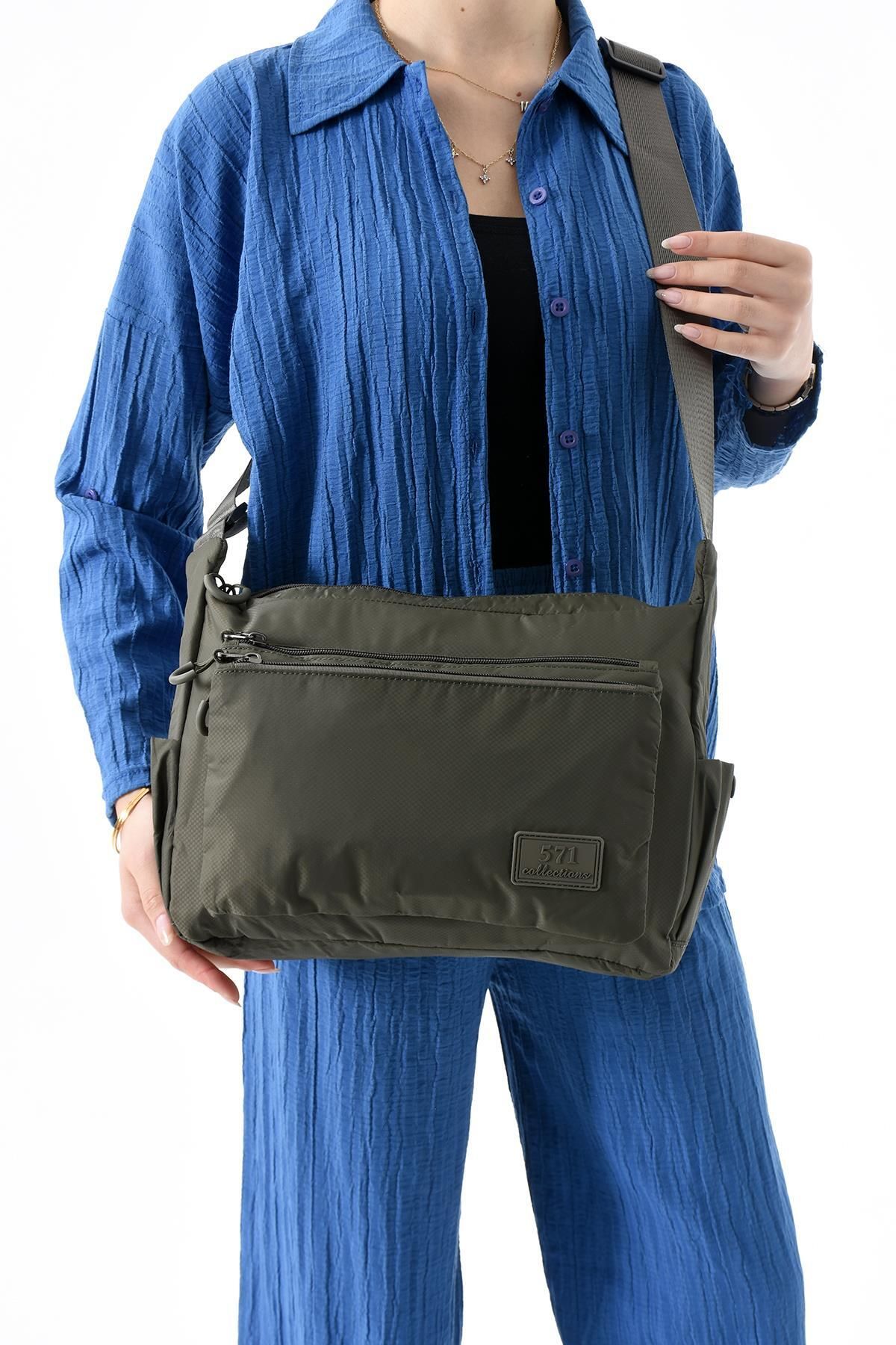 571 Collections Çanta Ultra Hafif Su Geçirmez Çok Cepli Omuz Çantası Haki (Model: 571-13-9J)
