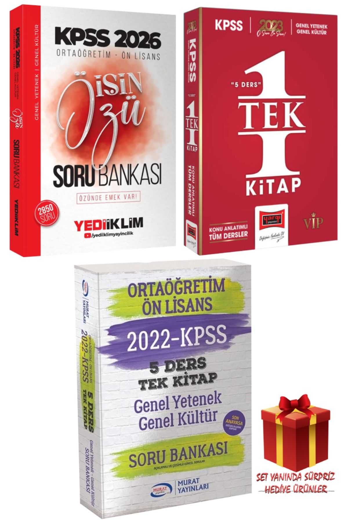 Yediiklim Yayınları 2026 KPSS Ortaöğretim-Ön Lisans İşin Özü Soru Bankası+Tek Kitap Konu Anlatımı+Soru Bankası+Hediye