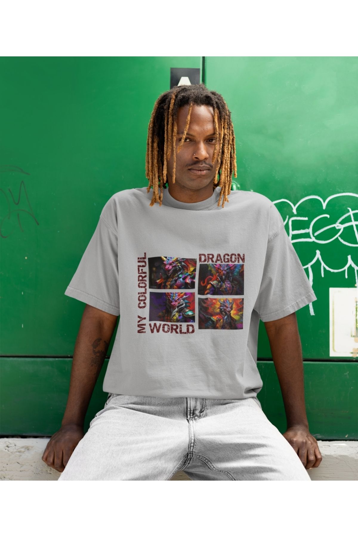 Terziligiyin Colorful Dragon World – Baskılı Erkek Tişört
