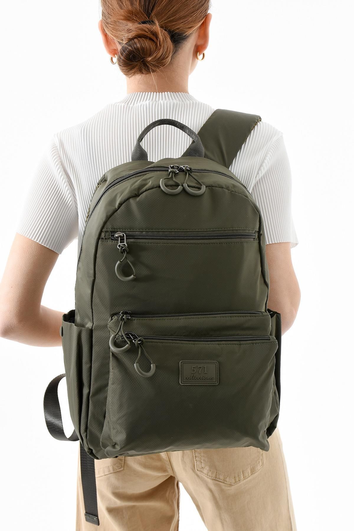 571 Collections Çanta Orta Boy Sırt Çantası Ultra Hafif Çok Cepli Haki (Model:571-13-9B)