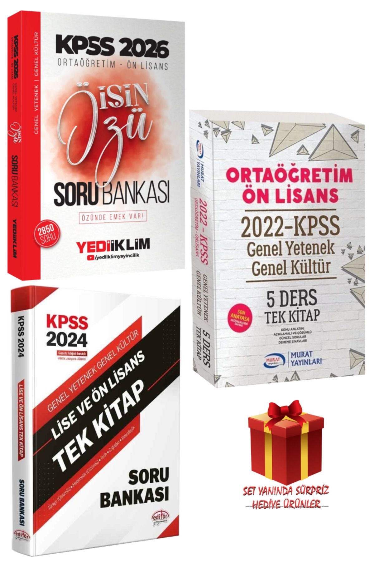 Yediiklim Yayınları 2026 KPSS Ortaöğretim-Ön Lisans İşin Özü Soru Bankası+Tek Kitap Konu Anlatımı+Soru Bankası+Hediye