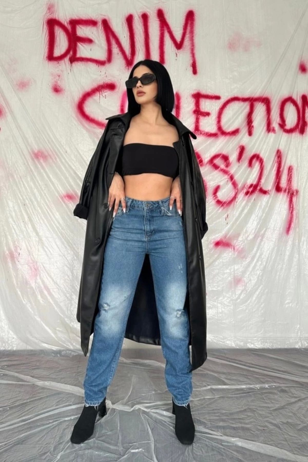 Kaplan Mavi Lazer Kesim Jeans Pantolon