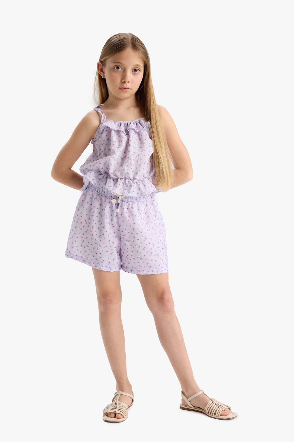 DeFacto-Girl's Patterned Shorts with Elastic Waist D7615A825Hs 3