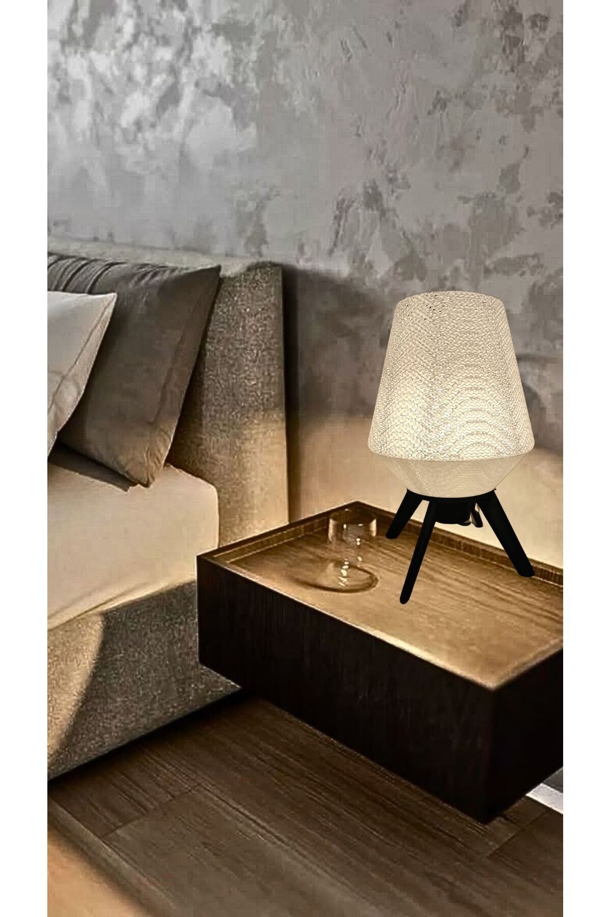 decory Alya Modern Tasarım Siyah Ayaklı Abajur (PLASTİK)