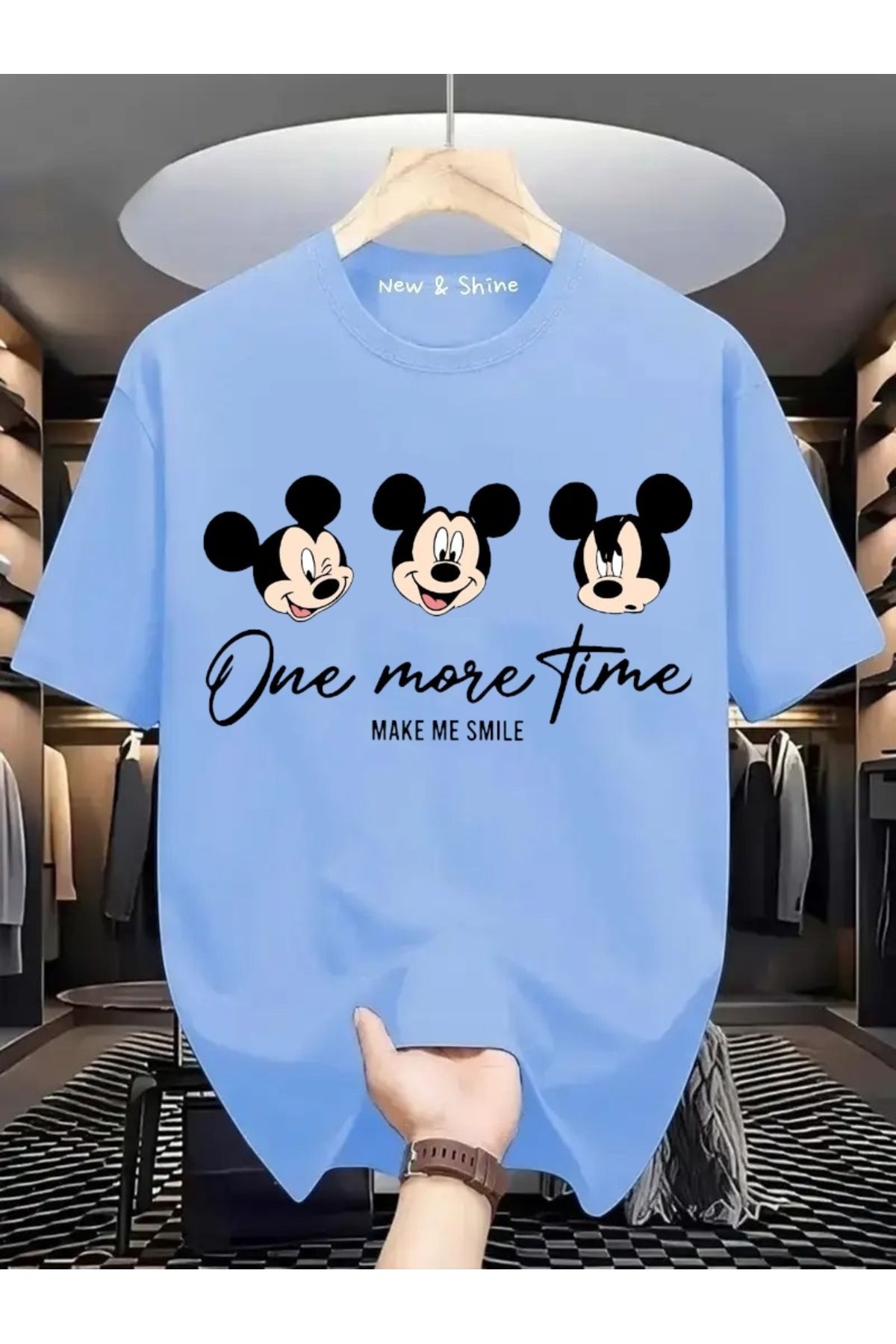 New Shine Mickey Mouse Baskılı Oversize T-Shirt