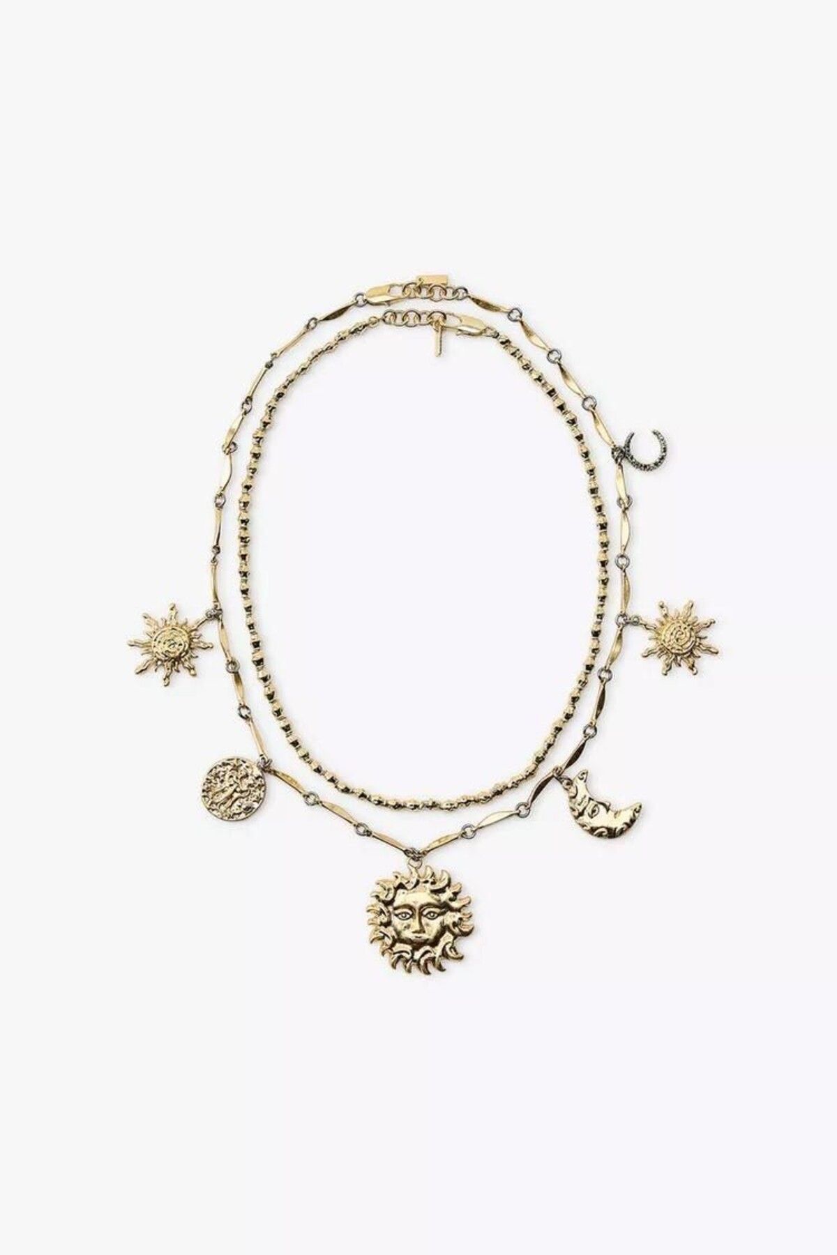 CHARMLUCKY ÇELİK GÜNEŞ CHARM 2Lİ KOLYE