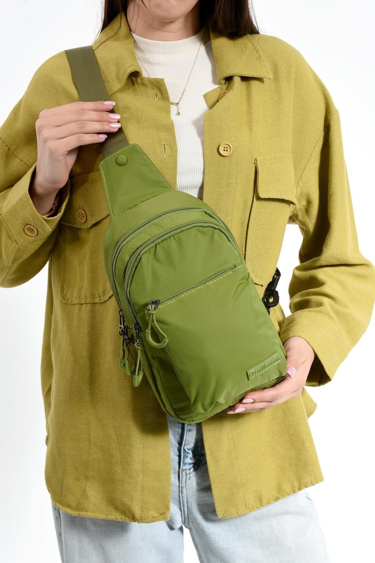 571 Collections Çanta Üç Bölmeli Unisex Göğüs (Bodybag) Çantası Açık Yeşil (Model: 571-9N)