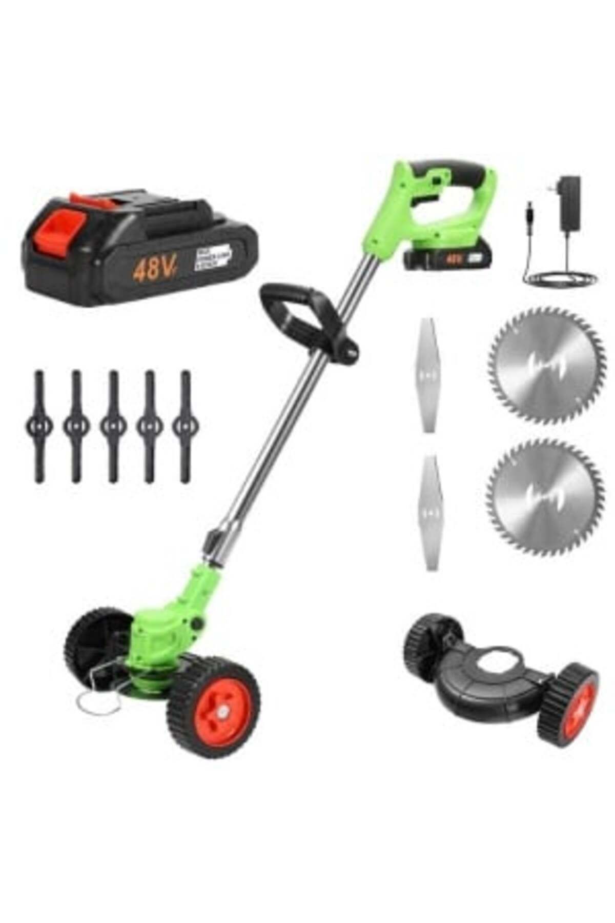 OEM-Electric Brushcutter Set, With 2 Batteries, Power 1500 W, With 3 Cutting Angles, With Wheels 6
