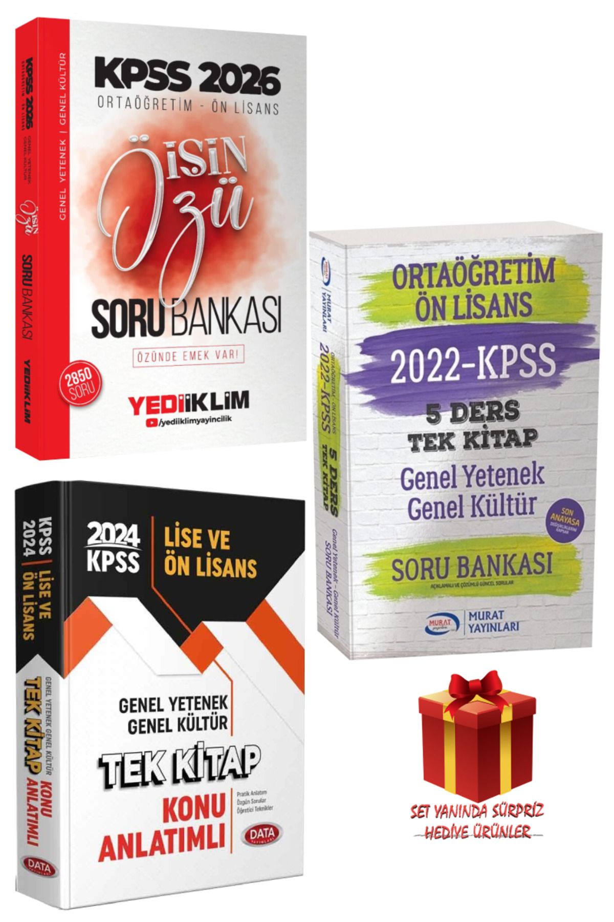 Yediiklim Yayınları 2026 KPSS Ortaöğretim-Ön Lisans İşin Özü Soru Bankası+Tek Kitap Konu Anlatımlı+Soru Bankası+Hediye