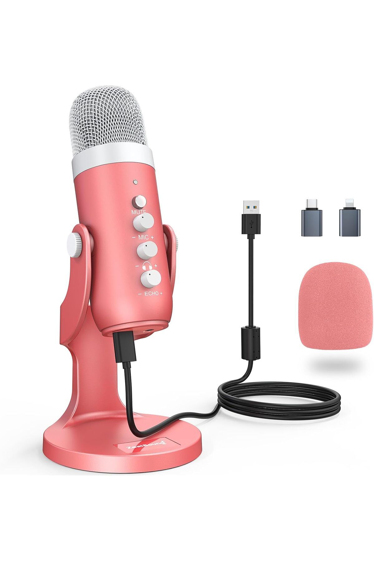 zealsound K66 Gold USB Mikrofon: Podcast, Oyun, Akış - Gürültü Önleme, Sessiz Mod, Mac ve Windows Uyumlu