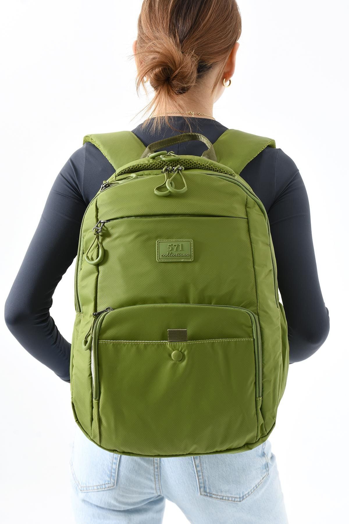 571 Collections Çanta Orta Boy Sırt Çantası Ultra Hafif Çok Cepli Açık Yeşil (Model:571-13-9E)