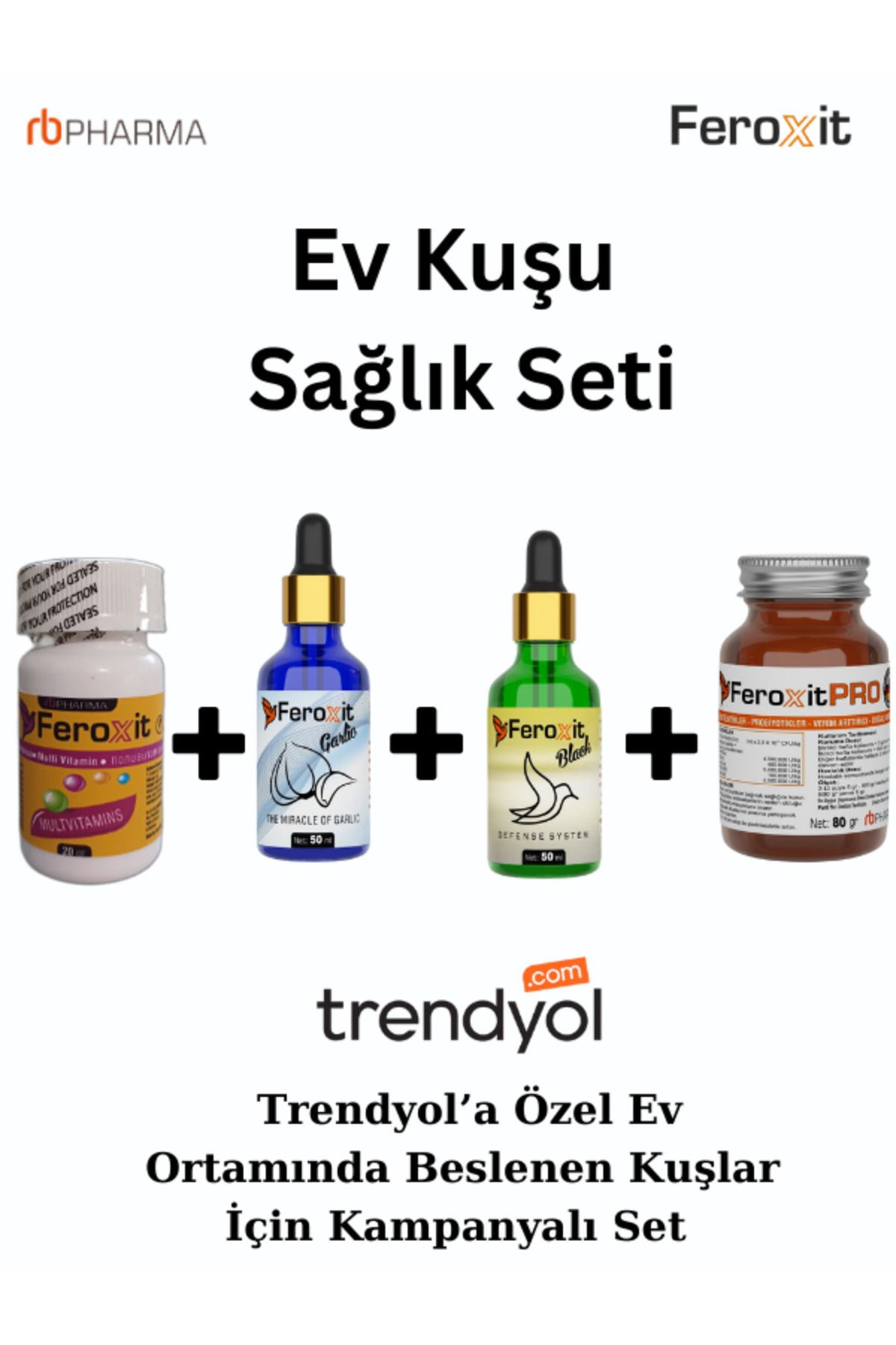 FEROXİT Ev Kuşu Sağlık Seti (evde beslenen kafes kuşlarına özel  4 lü set )