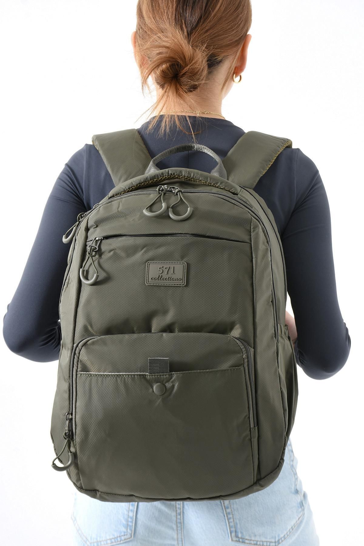 571 Collections Çanta Orta Boy Sırt Çantası Ultra Hafif Çok Cepli Haki (Model:571-13-9E)