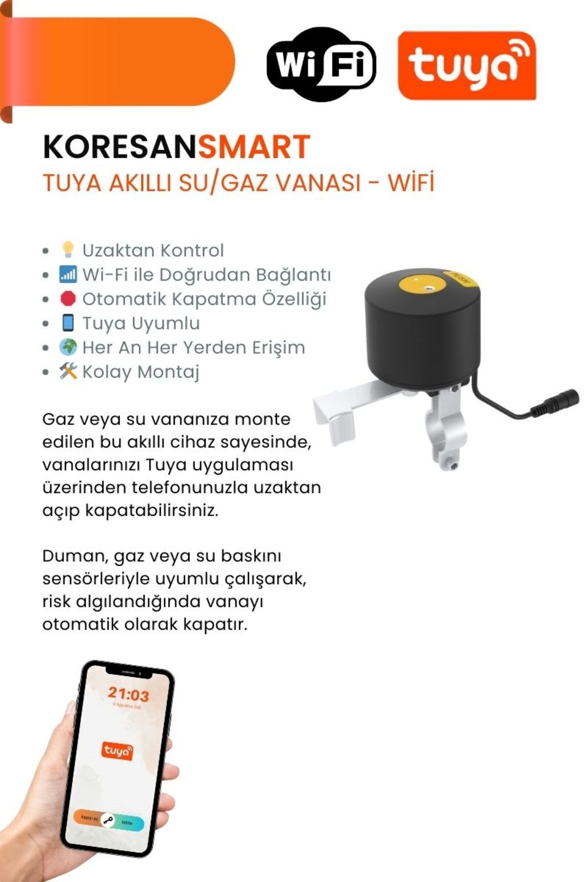 koresan Tuya Akıllı Su/Gaz Vanası