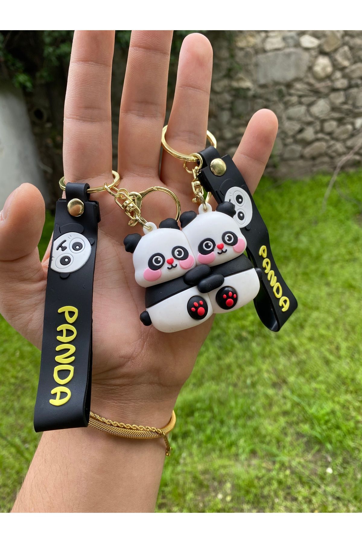 AYZENA 3D Mıknatıslı Çift/Arkadaşlık Panda Model Anahtarlık