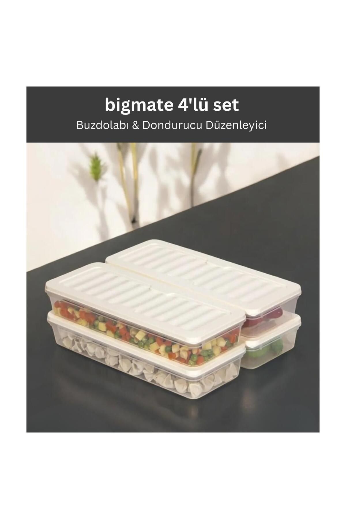 bigmate BGMT1515 4'lü Şeffaf Saklama Kabı 4x1 Lt Mikrodalga Buzdolabı ve Dondurucu Uyumlu Düzenleyic