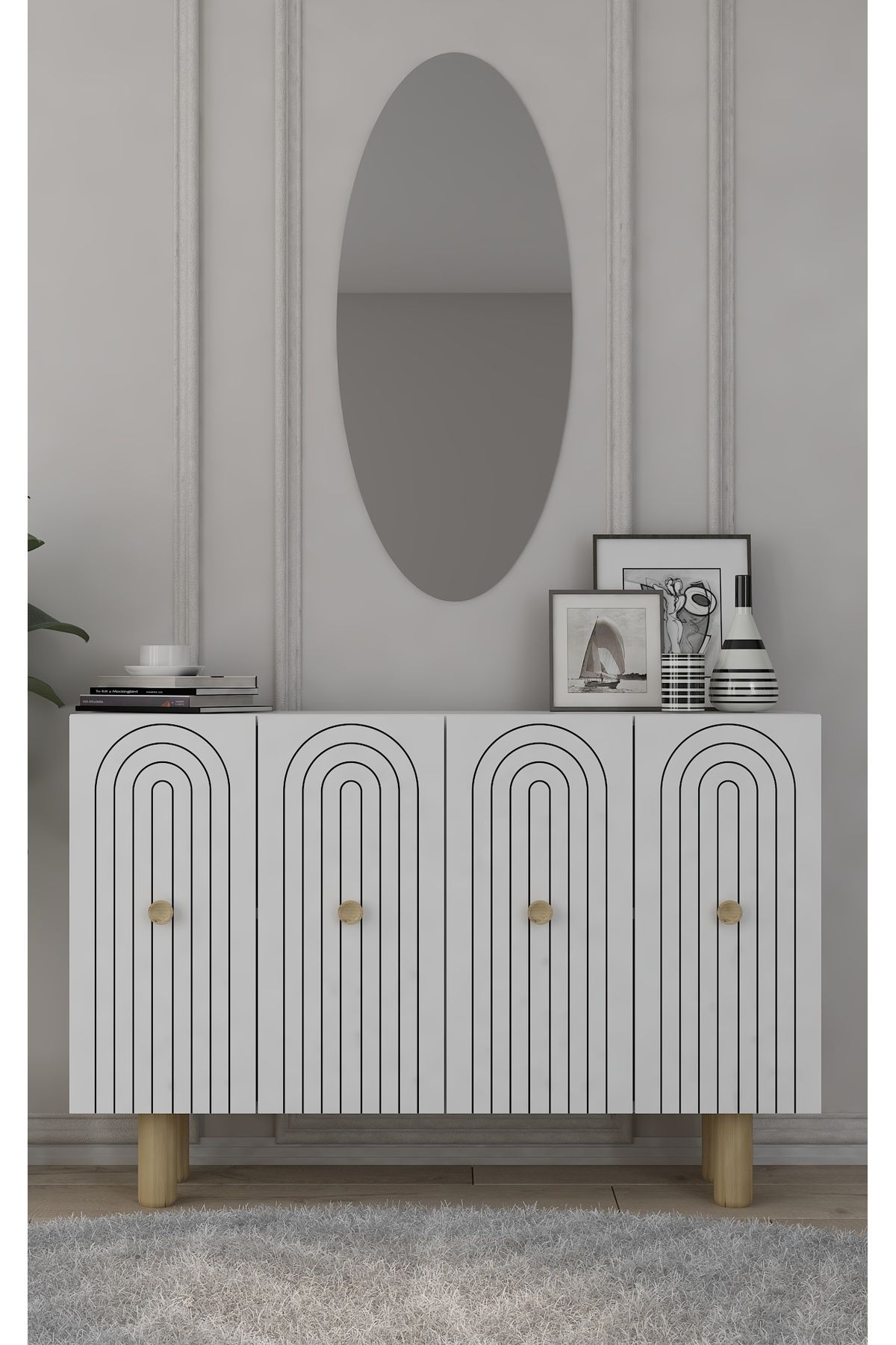 DEMONTE DECOR WOİSEDD (KM120) BOHEM KONSOL , ÇOK AMAÇLI DOLAP - BEYAZ,BEYAZ