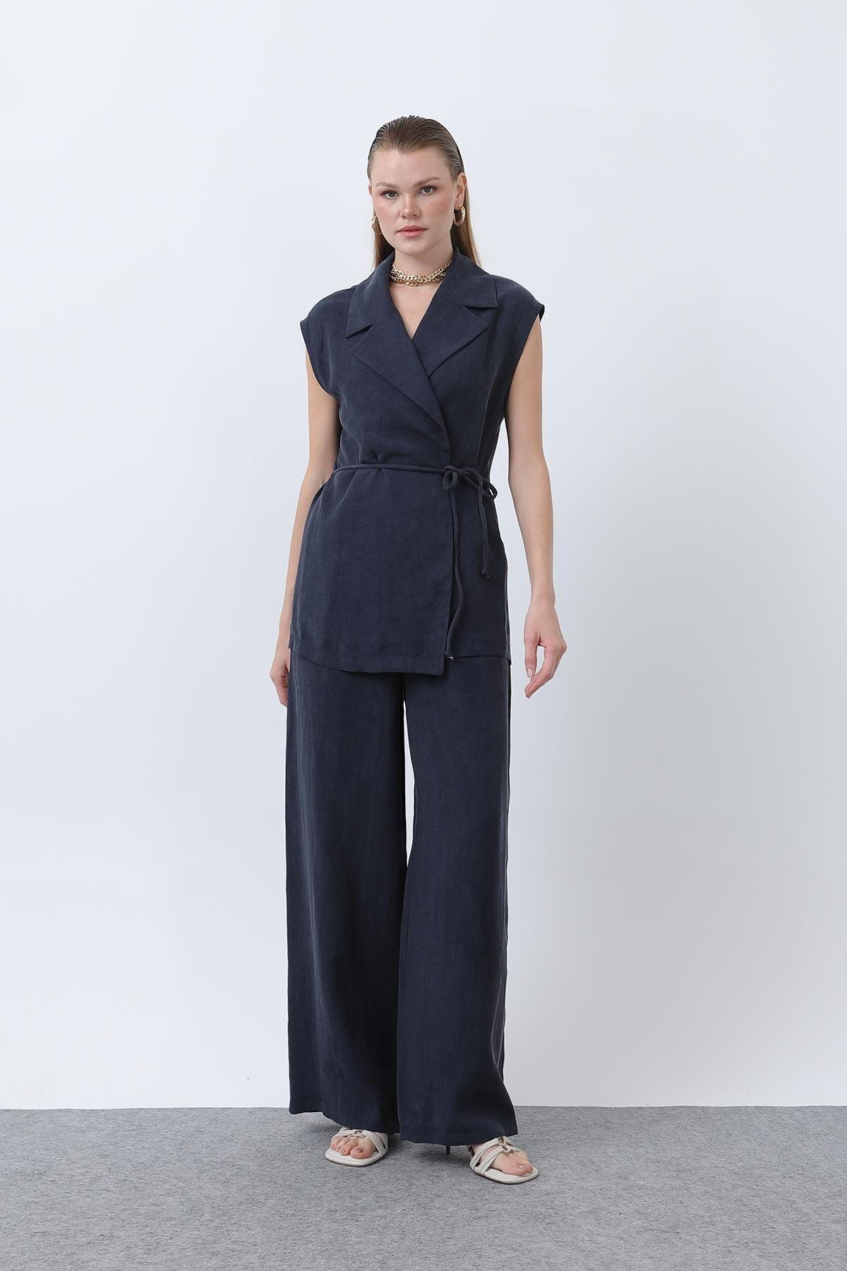 Soul Kadın Yelek Pantolonlu İkili Takım - 32260TKS - NAVY