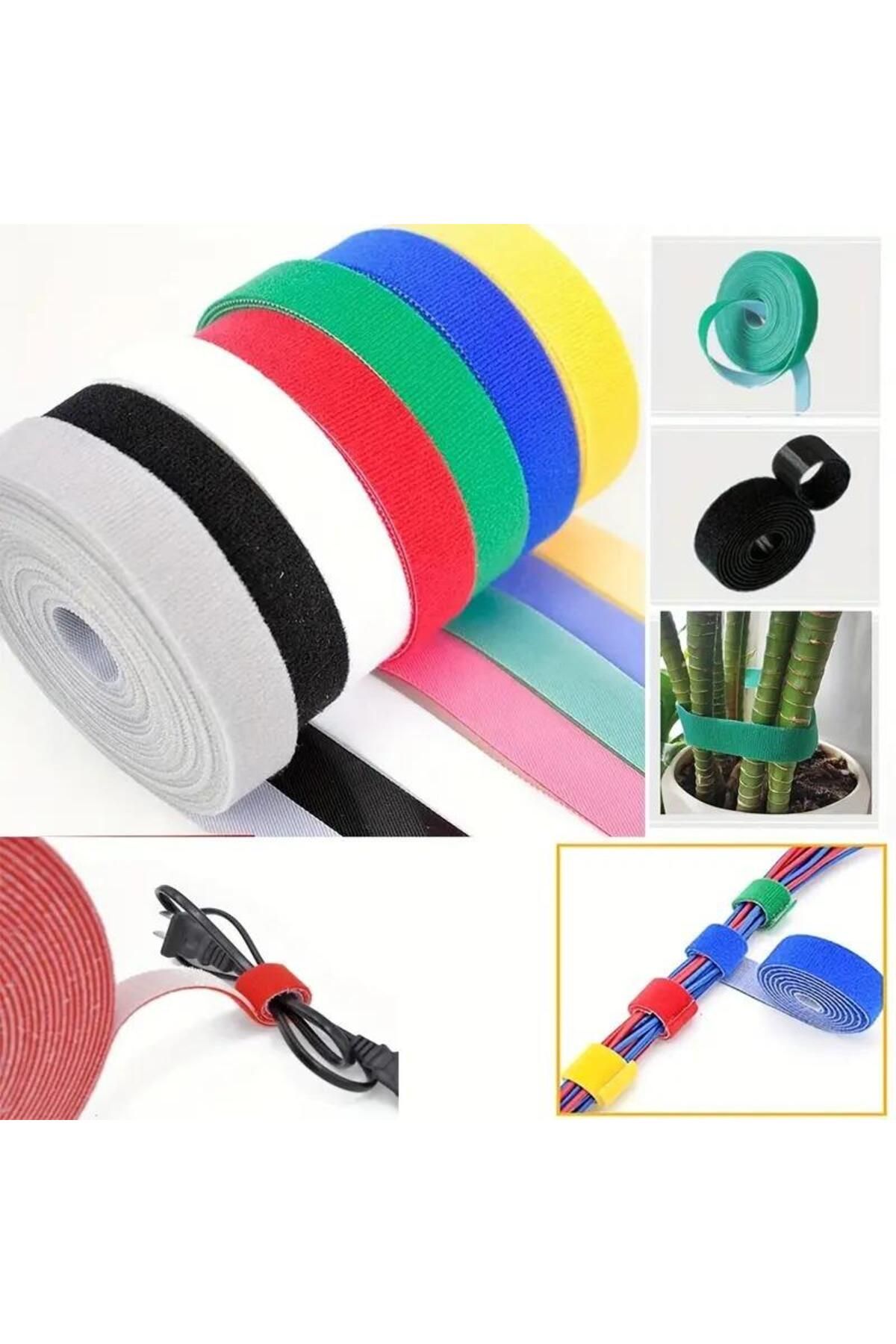Pisicik 5 Metre x 1 Cm Cırt Cırt Kablo Düzenleyici Organizer Kutu Kablo Sabitleyici Gizleyici Şerit Cırt