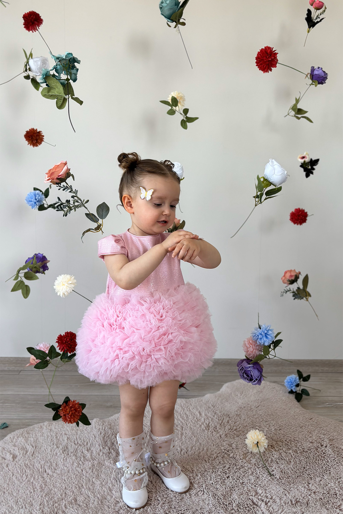 ALYRA Kız Bebek Elbise Kısa Kollu Tüllü Tütü Özel Gün Parti Doğum Günü Düğün Prenses Kız Çocuk Elbise fotoğrafı 5 (önizleme)