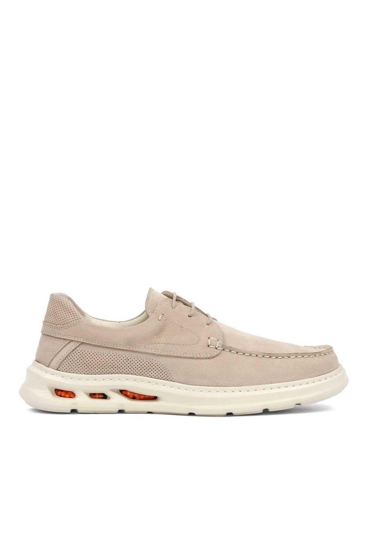 Celal Gültekin Erkek Bej Bağcıklı Kalın Tabanlı Nubuk Deri Sneaker