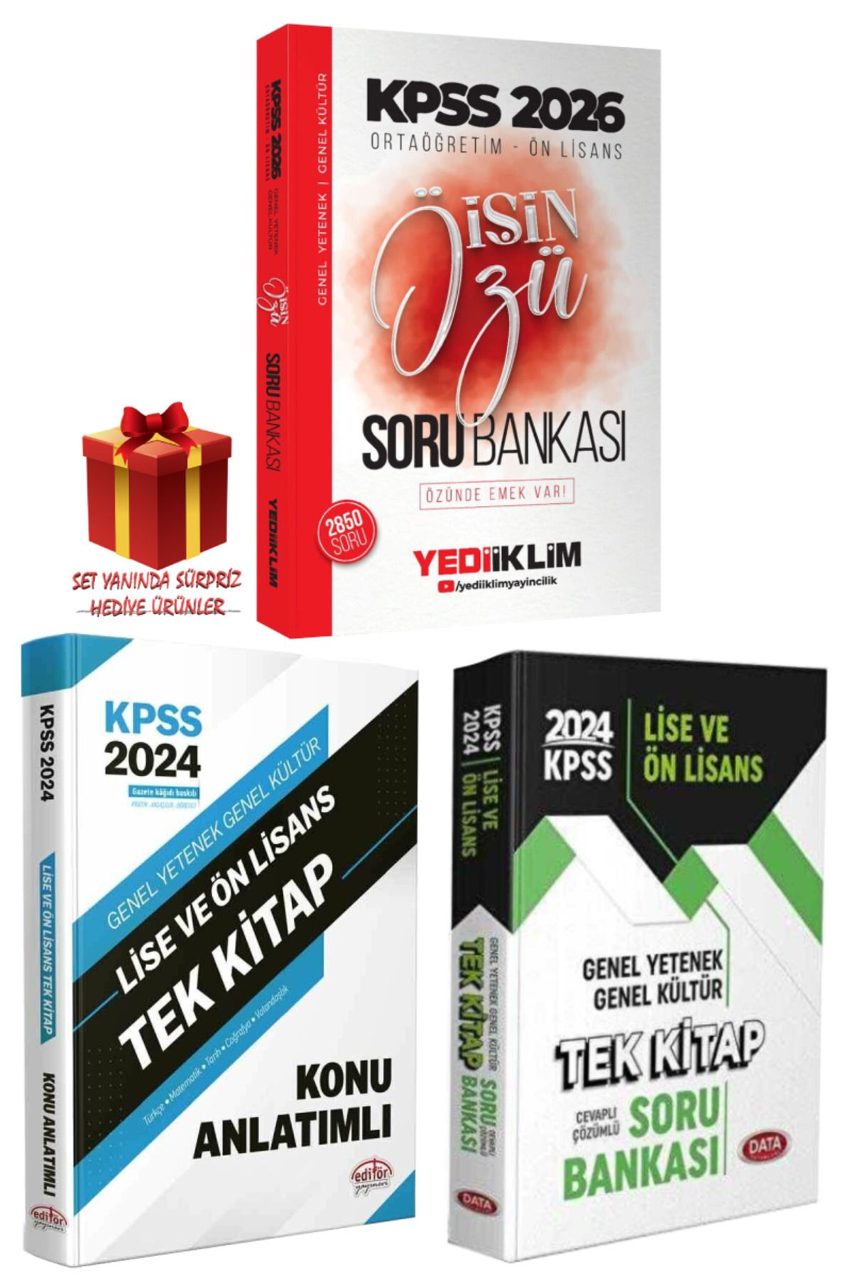 Yediiklim Yayınları 2026 KPSS Ortaöğretim-Ön Lisans İşin Özü Soru Bankası+Tek Kitap Konu Anlatımlı+Soru Bankası+Hediye