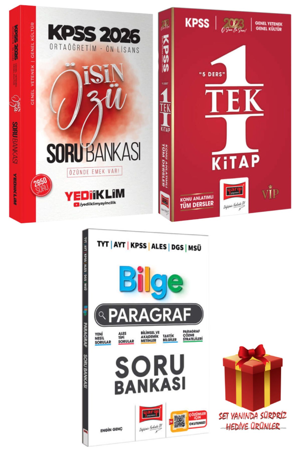 Yediiklim Yayınları 2026 KPSS Ortaöğretim-Ön Lisans İşin Özü Soru Bankası+Tek Kitap Konu Anlatımı+Paragraf Soru Bankası