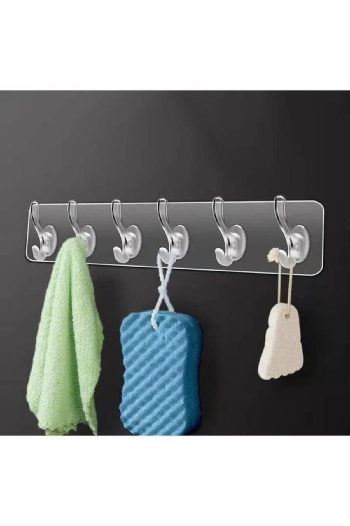 Pisicik 6'lı Kendinden Yapışkanlı Güçlü Şeffaf Askılık Kapı Arkası Mutfak Duvar Banyo Askı